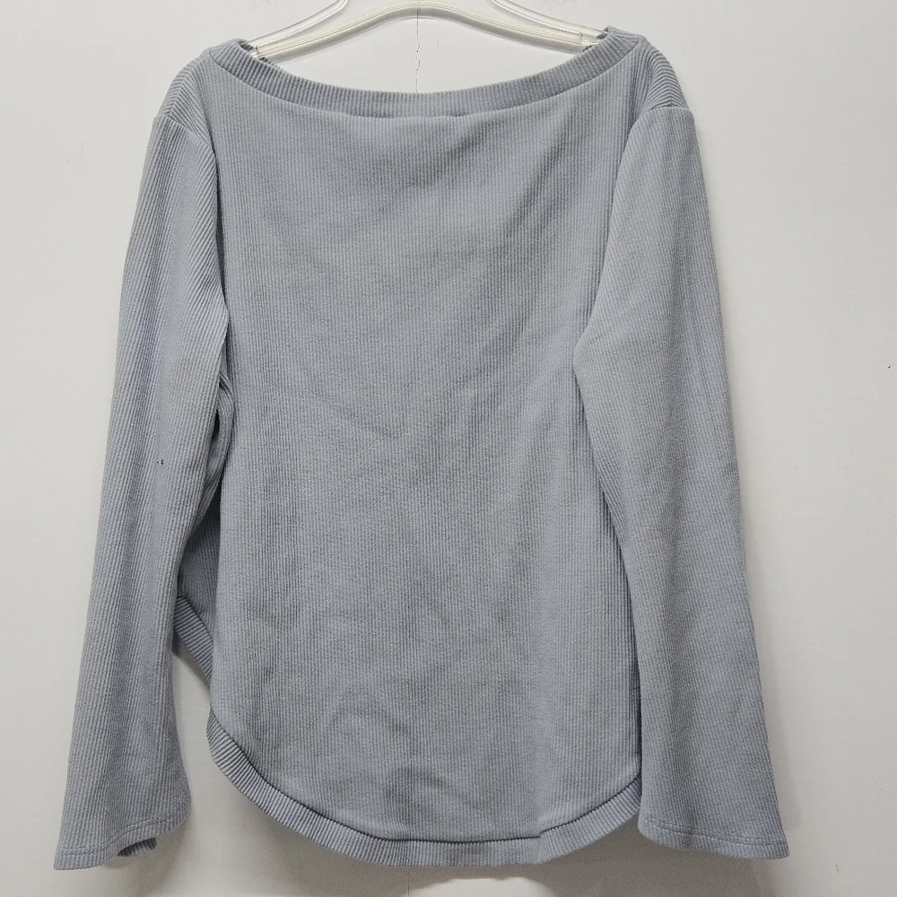 By Egreis Thermal Waffle Knit Pullover Top Size XXL Wide Boatneck Curved Hem